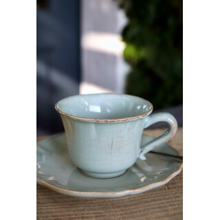 Teetasse mit Unterteller turquoise