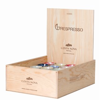 Wooden box 40 espresso cups multicolor