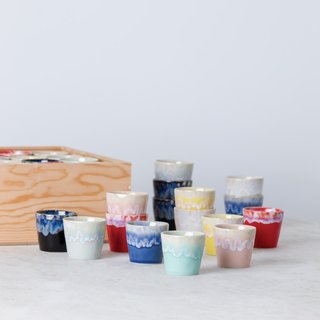 Wooden box 24 lungo cups multicolor
